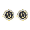 Round Diamond French Cufflinks Men's 26 Letters