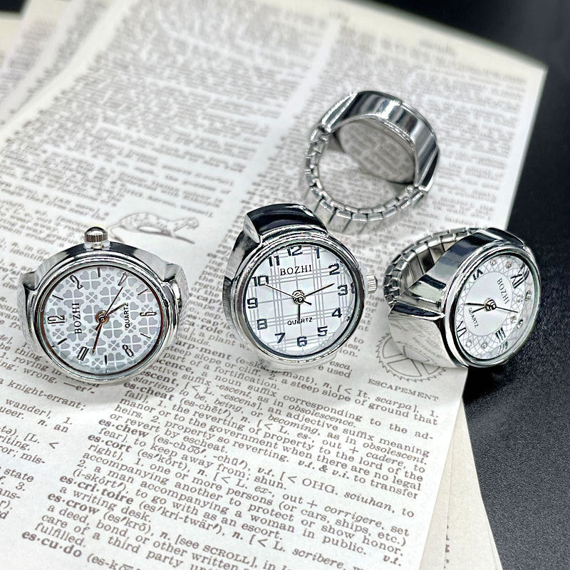 Ringuhr Einfache Gold- und Silberschale All-Match-Ringuhr