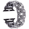 Uhrenarmband für die Serien 8, 7, 6, SE, 5, 4, 3, vierblättrige Blume aus Metall mit Diamanten