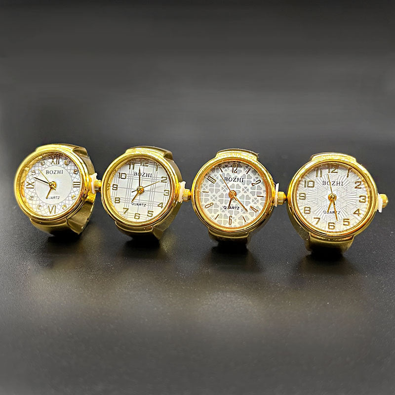 Ringuhr Einfache Gold- und Silberschale All-Match-Ringuhr