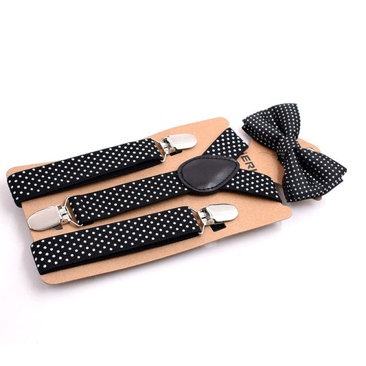 Elastische Hosenträger für Jungen, Fliege, Bretelle Bambino, Hochzeitsfliege, Hosenträger, Baby, Kinder, Polka Dots, Fliege, Hosenträger für Kinder 