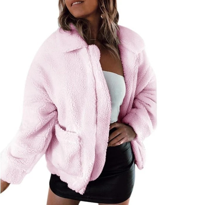 Faux Lammwolle übergroße Jacke Mantel Winter schwarz warme haarige Jacke Frauen Herbst Oberbekleidung