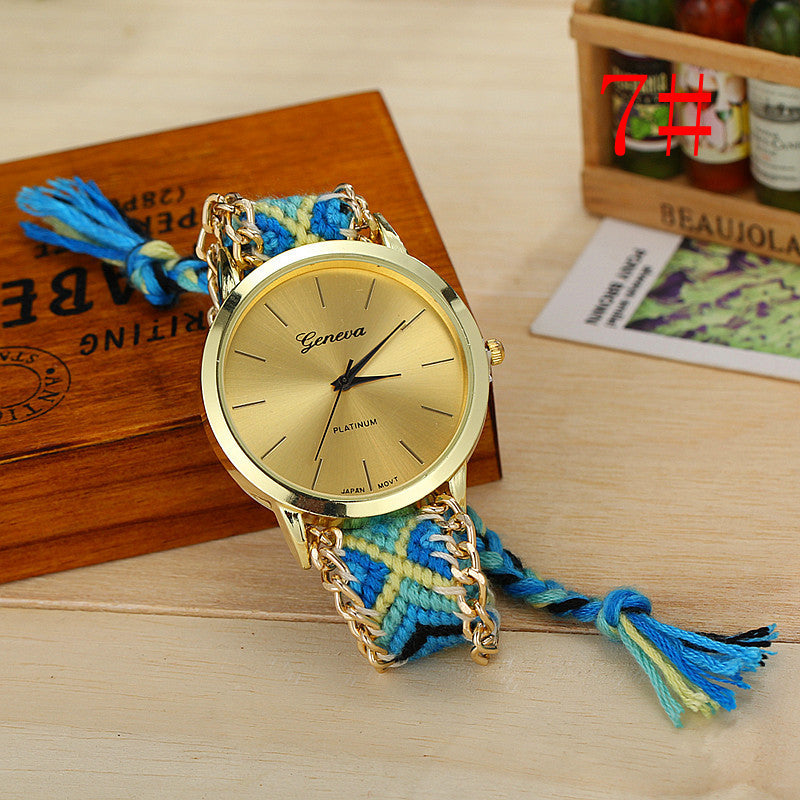 Handgewebte, farbige Uhr mit Kordelzug