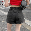 Women's High Waist Slimming A- Line Plus Size Denim Shorts