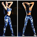 Dunkelblaue, enge Sport-Leggings mit Aufdruck