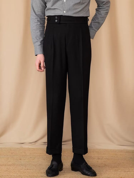 Junge Britische Hohe Taille Casual Hosen Männer Warme Gerade