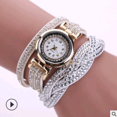 Modeuhr Damenmodeuhr, Diamant gedrehte PU-Gurtwickelmodeuhr