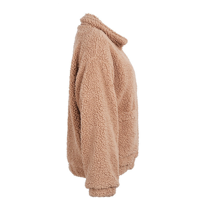 Faux Lammwolle übergroße Jacke Mantel Winter schwarz warme haarige Jacke Frauen Herbst Oberbekleidung