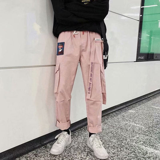 Japanische Overalls für Herren, Flutmarke, mehrere Taschen, lose große Freizeithosen, Haremshosen für Männer, neun Punkte, Studentenhosen 