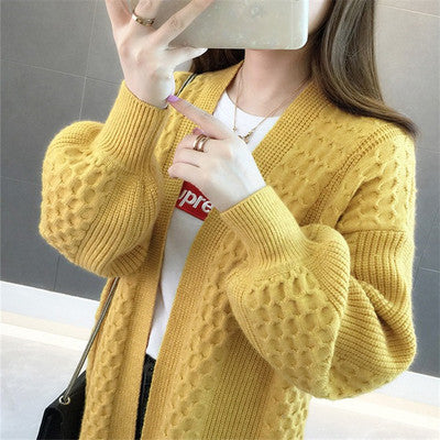 Damen Strick Cardigan Pullover Lockerer Mantel