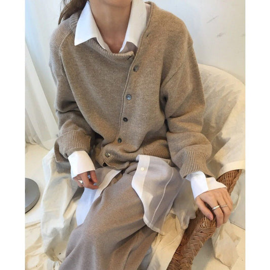 Design Faul Stil Pullover Langarm Rundhals Strickjacke Frauen