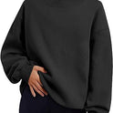 Casual Style Fleece Shirt Thick Half Turtleneck Loose Women's Sweater
