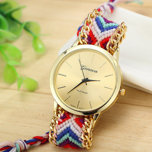 Handgewebte, farbige Uhr mit Kordelzug