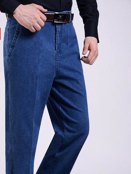 Frühling und Herbst in den alten Männer Jeans Großhandel in den älteren Menschen lose Taille elastische Denim-Hose Jeans