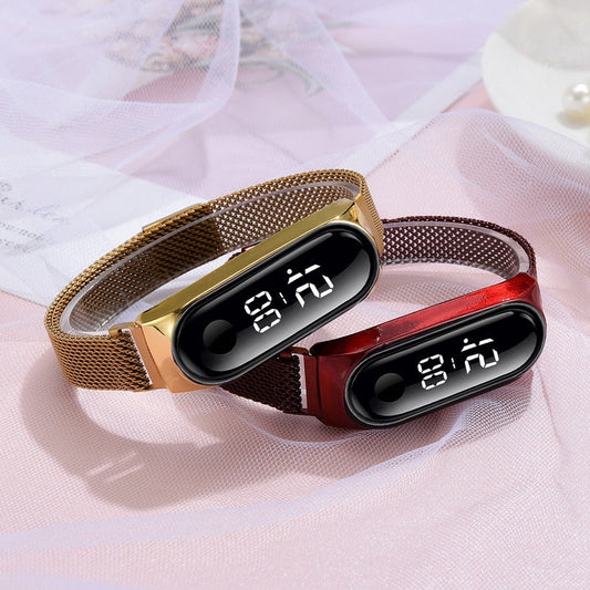 Koreanische Mode einfache Damen Magnet Schnalle Mesh Armband Uhr