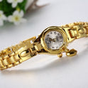 Gold Damen Armbanduhr Honig Herz Strass Casual Edelstahl