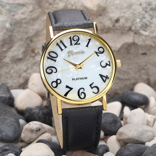 Marmor-Gürteluhr, modische Genfer Uhr, Muschel-Gesicht, lässige Uhr für Männer und Frauen