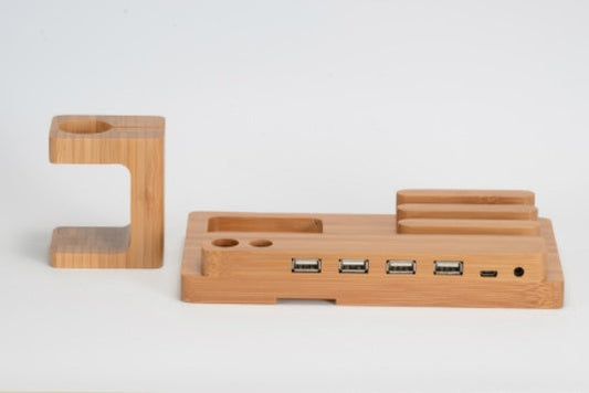 Kompatibel mit Apple, Bambus, Holz und Mobile Apple Watch Halterung Lade Holzhalterung Multifunktions-flache Handy-Basis
