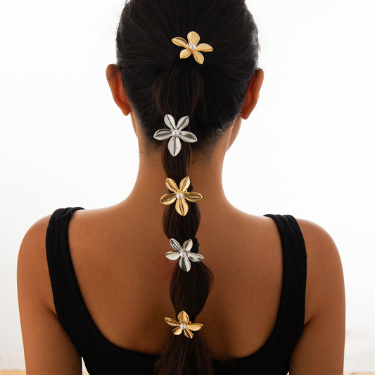 Haarschmuck aus Legierung mit fünf Blütenblättern, stilvoll und glänzend