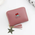 Damen Geldbörse, kurze Geldbörse, Cartoon-Motiv, Kirsche, Clutch, kleines Mädchen, Geldbörse, Reißverschluss