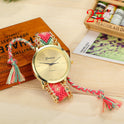 Handgewebte, farbige Uhr mit Kordelzug