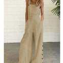 Retro Side Pocket Casual Wide-Leg Side Buckle Jumpsuit