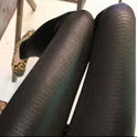Reine Farbe Dünne Skinny Matt Imitation Schlangenhaut Muster Kunstleder Kurze Leggings