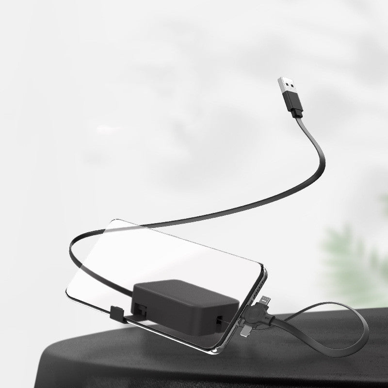4-in-1-einziehbares USB-Kabel, kreatives Macaron-Typ-C-Mikrokabel für iPhone mit Telefonständer, Ladedatenkabel, Aufbewahrungsbox