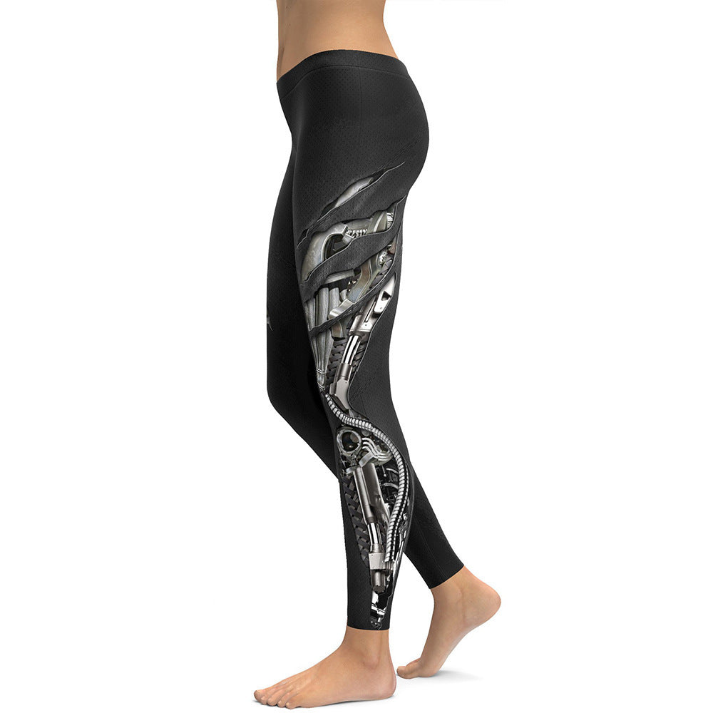 Leggings mit mechanischem Druck, Sommer, neuer Stil, All-Match, schmale Bleistifthose für Füße
