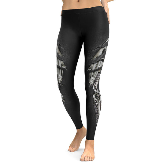Leggings mit mechanischem Druck, Sommer, neuer Stil, All-Match, schmale Bleistifthose für Füße