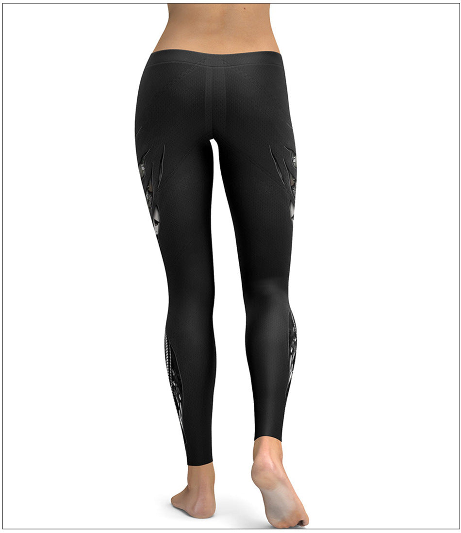 Leggings mit mechanischem Druck, Sommer, neuer Stil, All-Match, schmale Bleistifthose für Füße