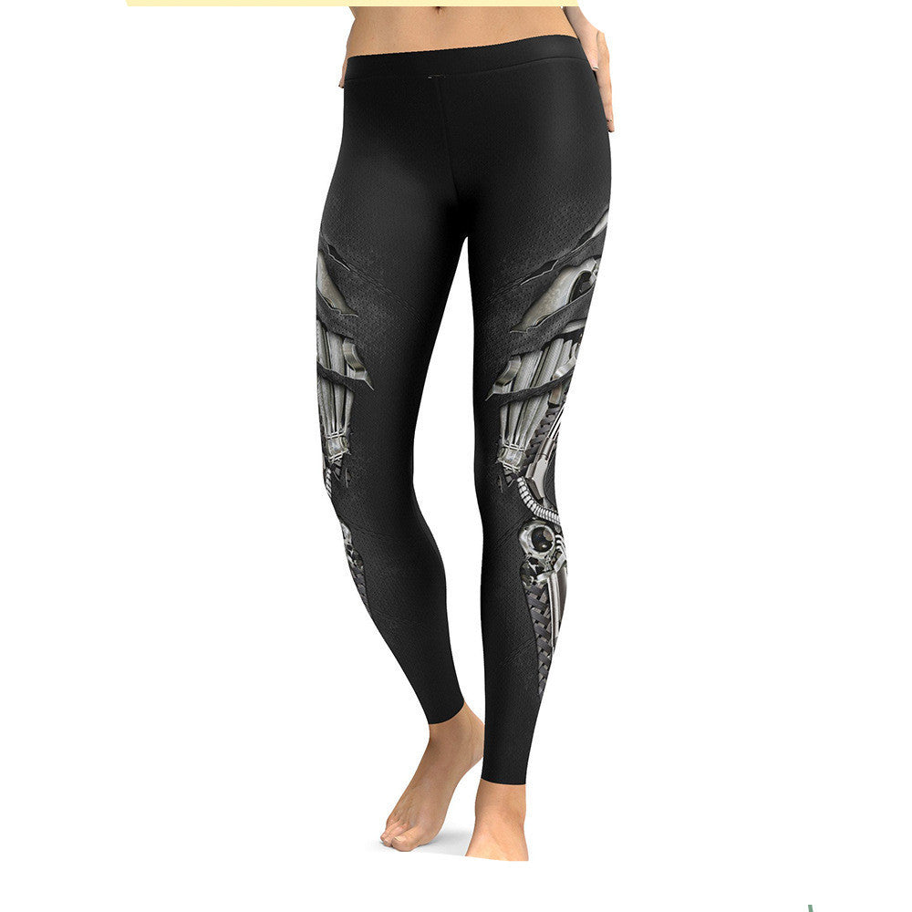 Leggings mit mechanischem Druck, Sommer, neuer Stil, All-Match, schmale Bleistifthose für Füße