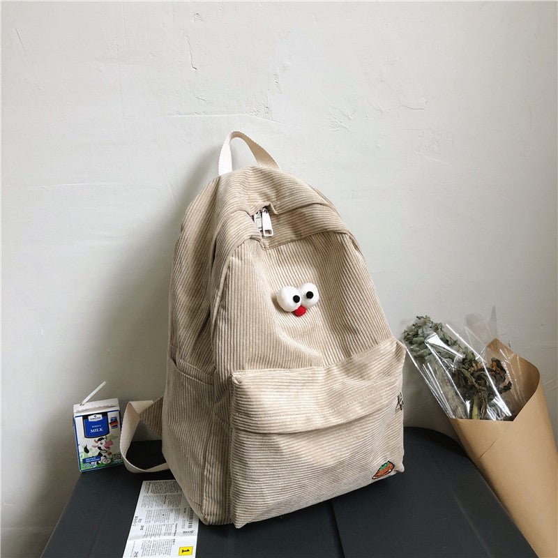 Modischer, süßer, einfacher Cord-Rucksack