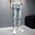 Jeans Herren Trendy Marke Frühling Und Herbst Neue Schlanke Beiläufige Neun-Punkt-Hosen Herrenhosen