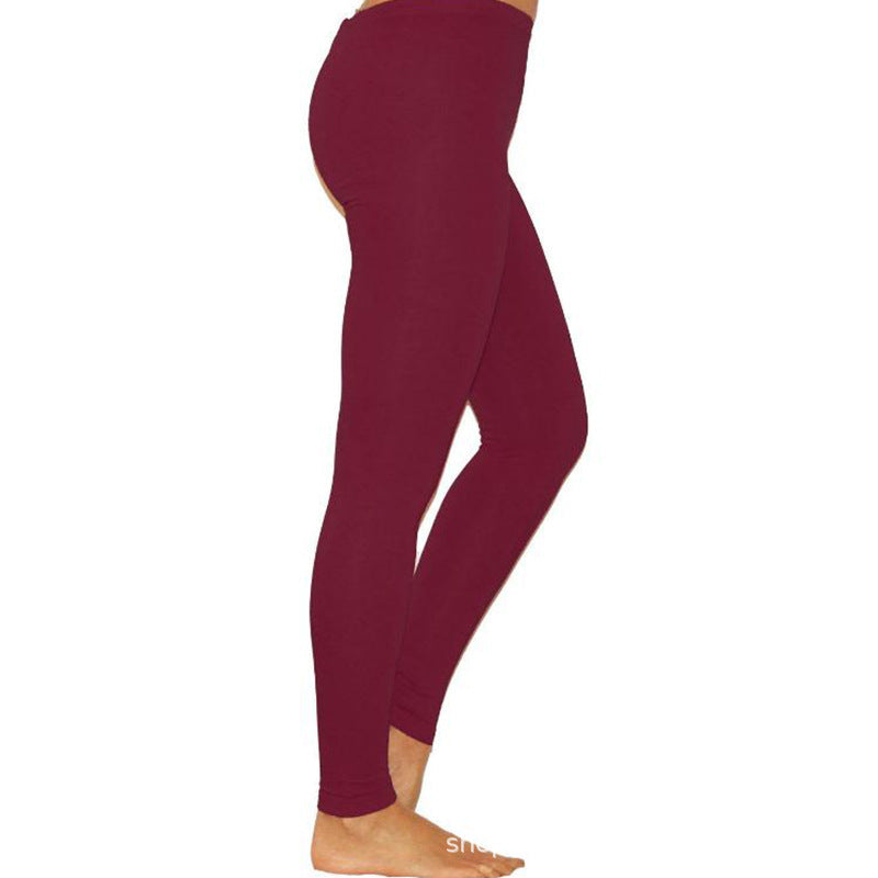 Europäische und amerikanische neue Ebay Amazon Wish Damen-Leggings in Volltonfarbe, Stretch-Leggings mit neun Punkten