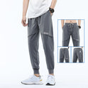 Freizeithose Herren Sommerhose Aus Eisseide Mit Gürtel Und Neun Punkten Atmungsaktive Sporthose Mit Stretch-Anteil Lockere Hose Für Studenten