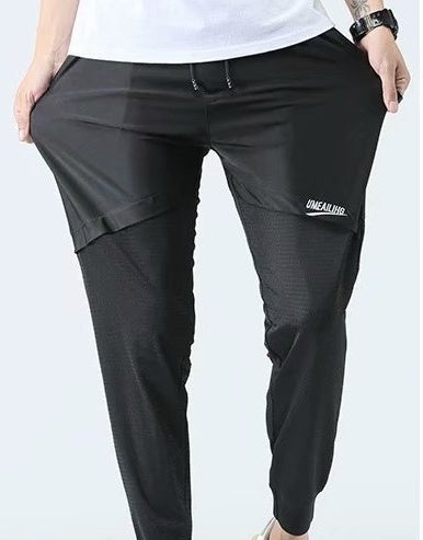 Freizeithose Herren Sommerhose Aus Eisseide Mit Gürtel Und Neun Punkten Atmungsaktive Sporthose Mit Stretch-Anteil Lockere Hose Für Studenten