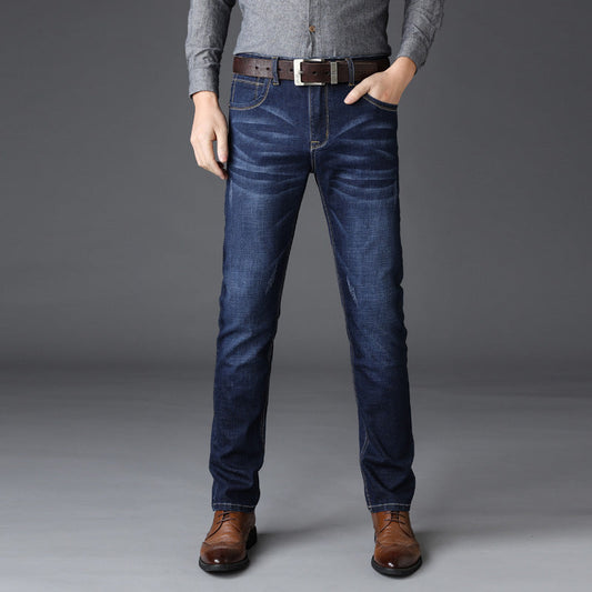 Jeans Herren Slim-Fit Stretch Gerade Hose Herbst Und Winter