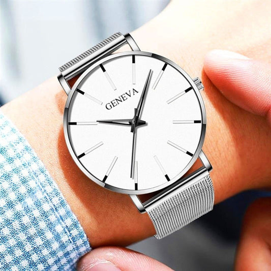 Business-Quarzuhr mit Edelstahl-Mesh-Band
