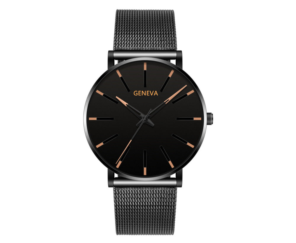 Business-Quarzuhr mit Edelstahl-Mesh-Band