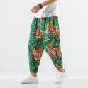 Atmungsaktive Baumwolle und Leinen Casual Plus Size Schritt Haremshose Pumphose