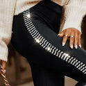 Commuter Rhinestone Small Slit Tight Trousers