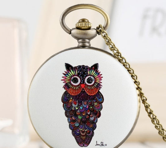 Flip Cartoon Eule Muster Taschenuhr Nette Student