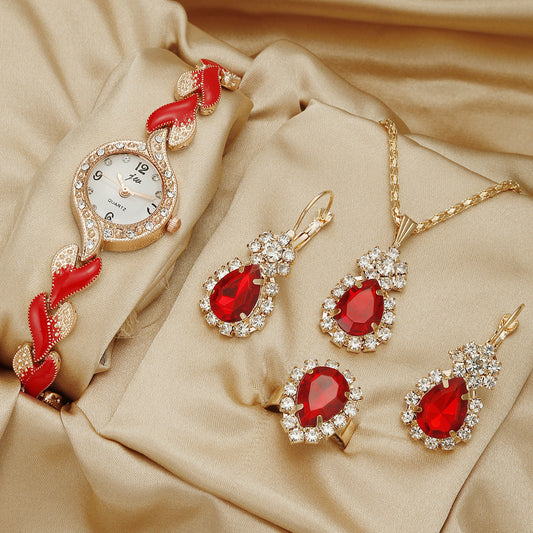 Modische All-Match-Damenuhr mit Liebesarmband und Diamanten