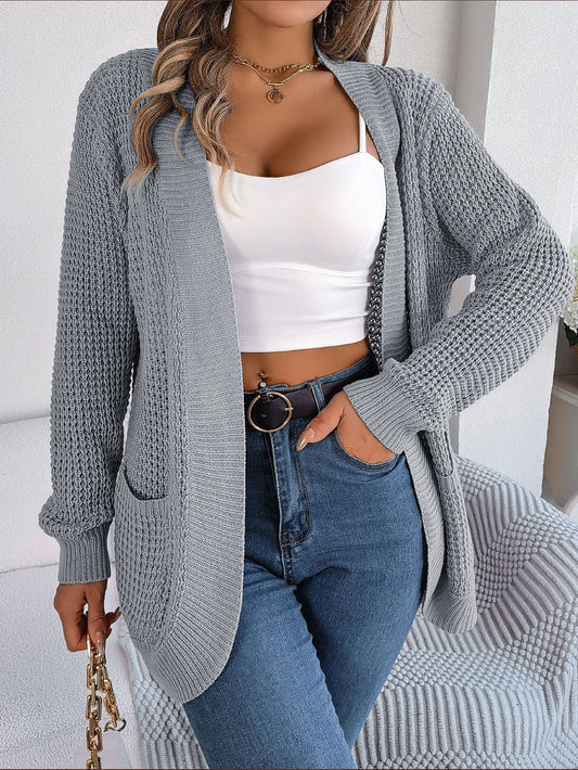 Herbst und Winter lässige Tasche Langarm Strickpullover Strickjacke 