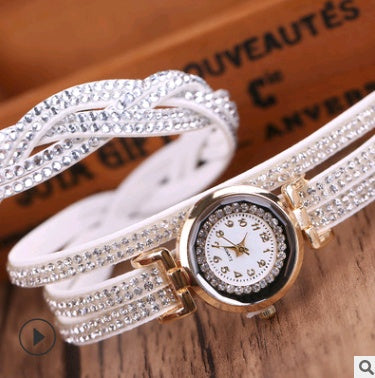 Modeuhr Damenmodeuhr, Diamant gedrehte PU-Gurtwickelmodeuhr