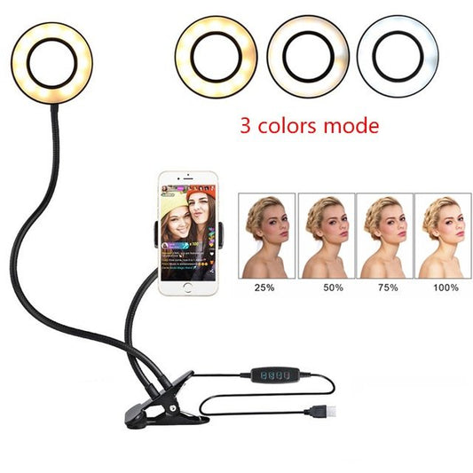 LED-Selfie-Ringlicht für Live-Einstellung, Make-up-Licht, 8 cm Ständer