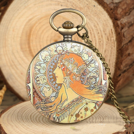 Taschenuhr mit Ölgemälde-Farbgöttin-Bild