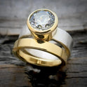 Mode Schwere Industrie Breiten-gesichts Zwei-farbe Zirkon Ring Kreative