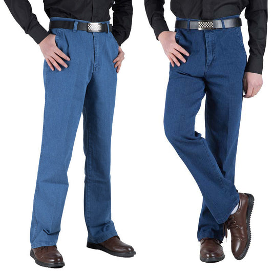Lockere, gerade geschnittene Hose mit hoher Taille für Herren in Übergröße